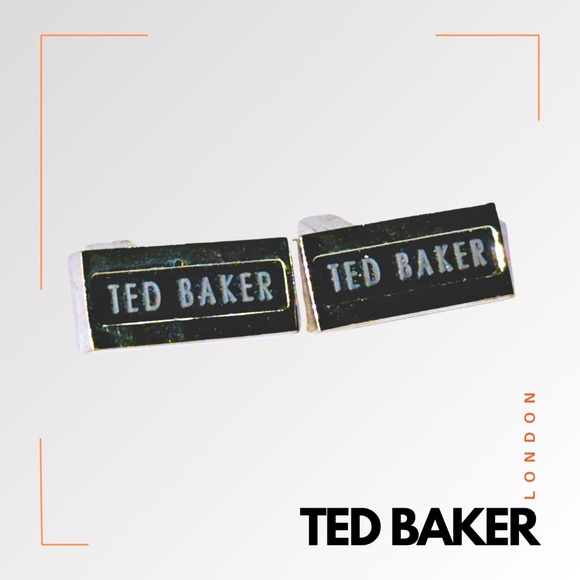 TED BAKER Men's Silver & Black Logo Cufflinks - Picture 2 of 7